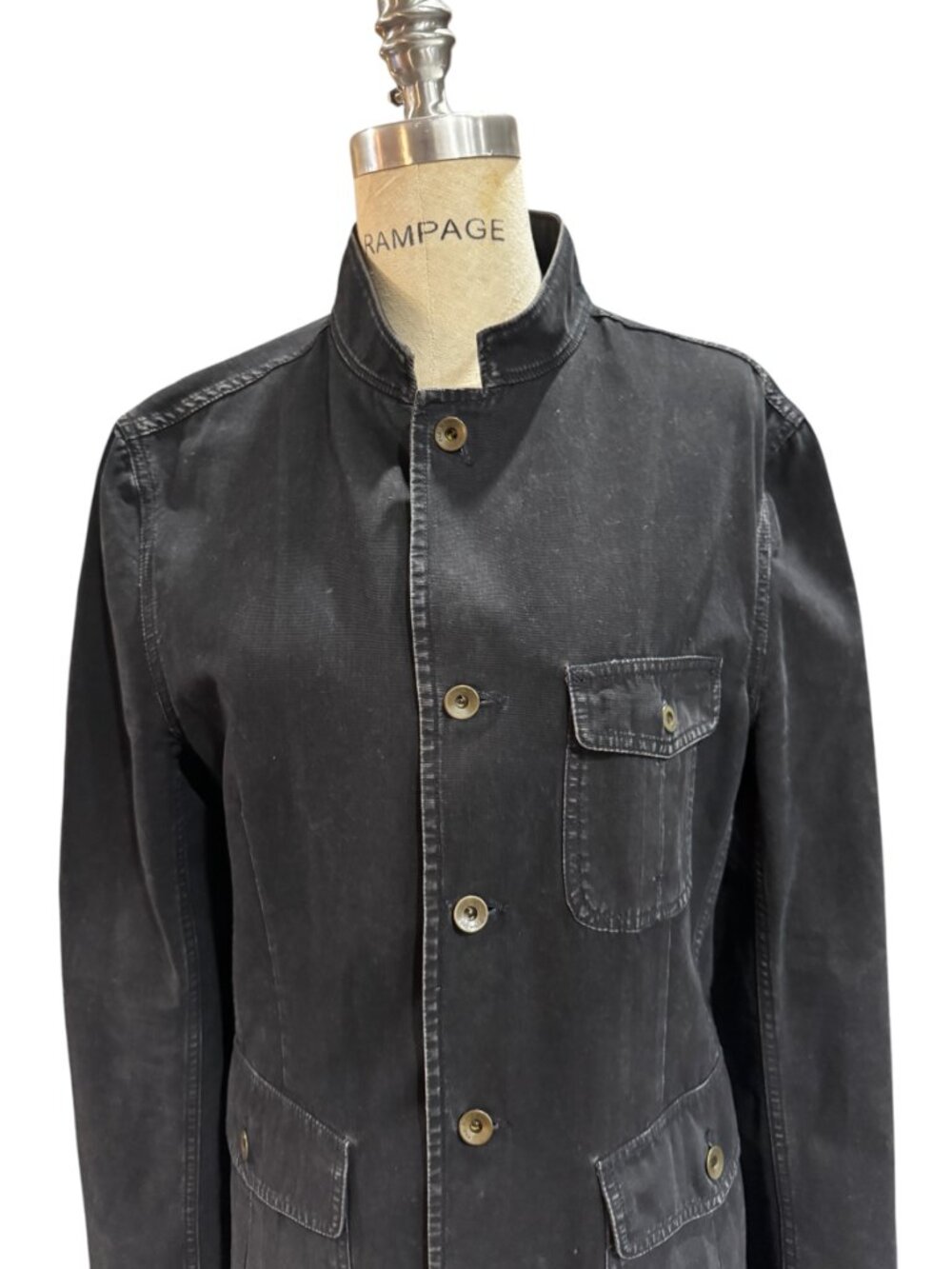 rag & bone Black Cotton Utility Chore Coat Jacket Size 40 - Picture 3 of 6